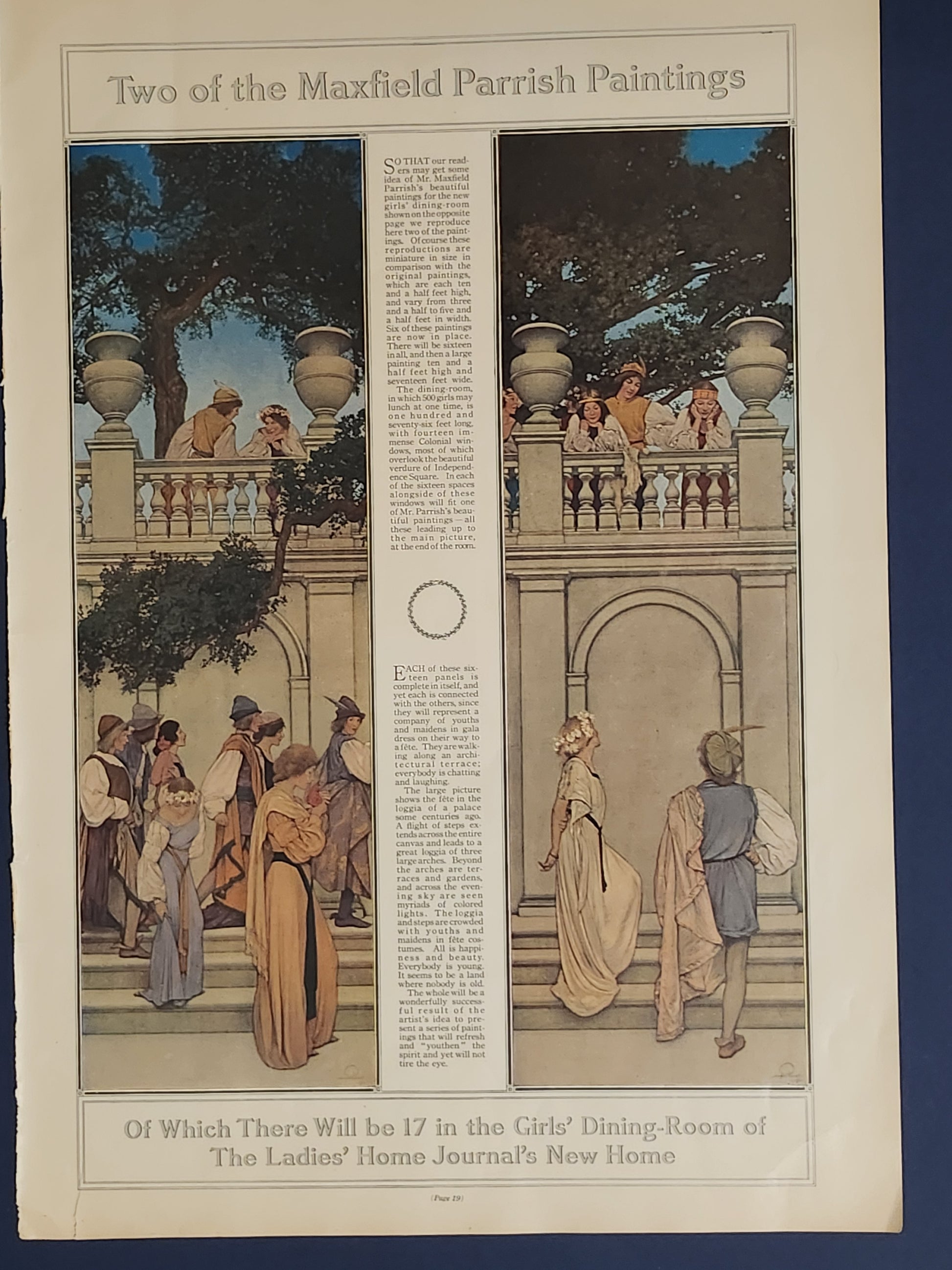 Unframed close-up of two illustrations from 'A Florentine Fete' by Maxfield Parrish