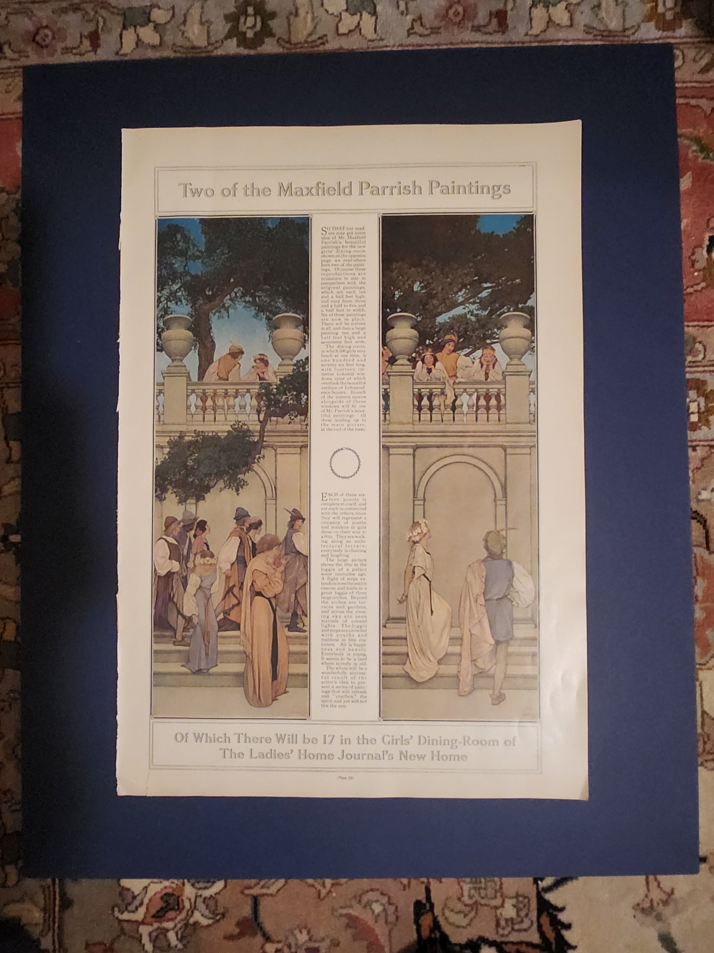 Unframed image of two illustrations from 'Florentine Fete' by Maxfield Parrish