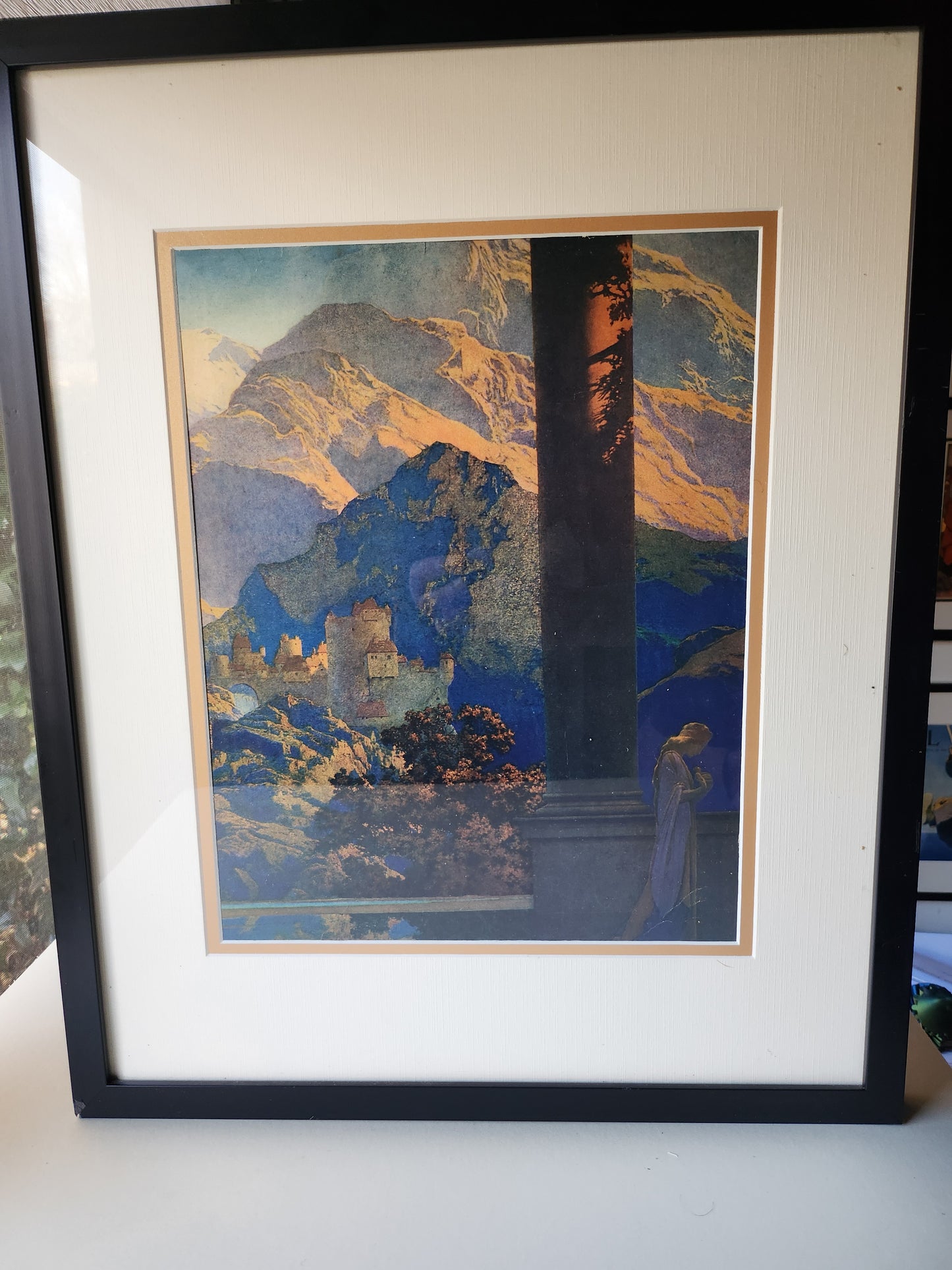 Framed image of Maxfield Parrish's 'Romance - Part II' (frontispiece from HB, first edition of 'The Knave of Hearts')