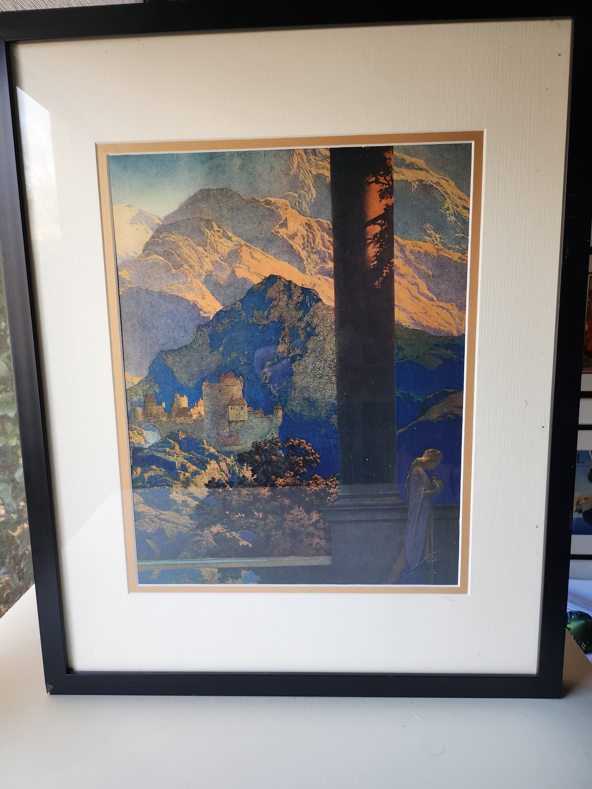 Framed image of Maxfield Parrish's 'Romance - Part II' (frontispiece from HB, first edition of 'The Knave of Hearts')