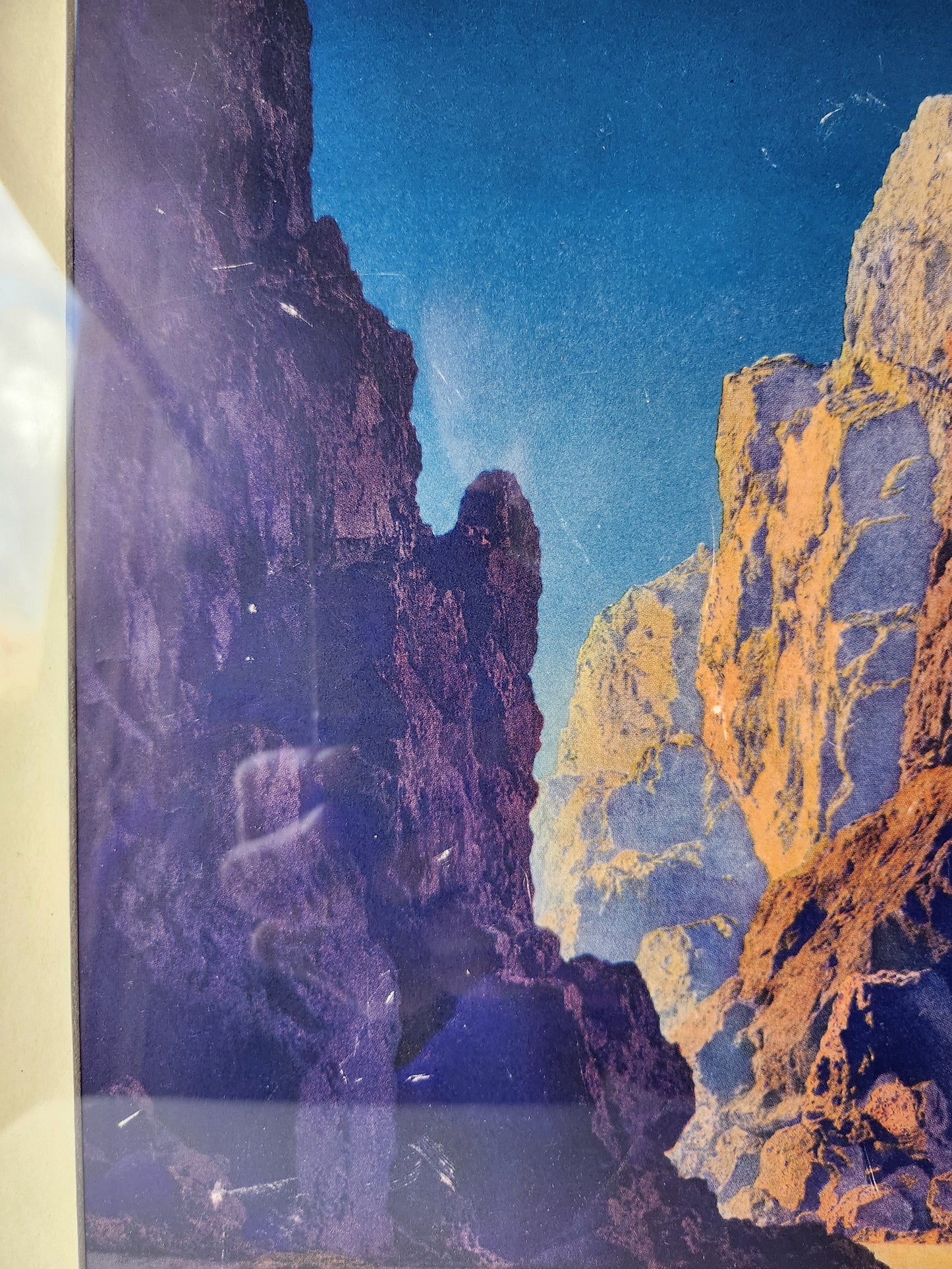 Detail of canyon from Maxfield Parrish's 'Arizona'