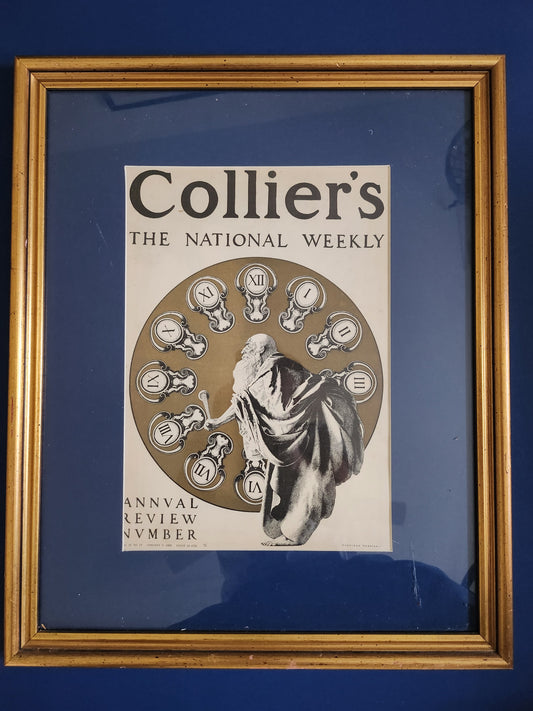 Framed cover of Maxfield Parrish's 'Father Time' illustration for 'Collier's Weekly'