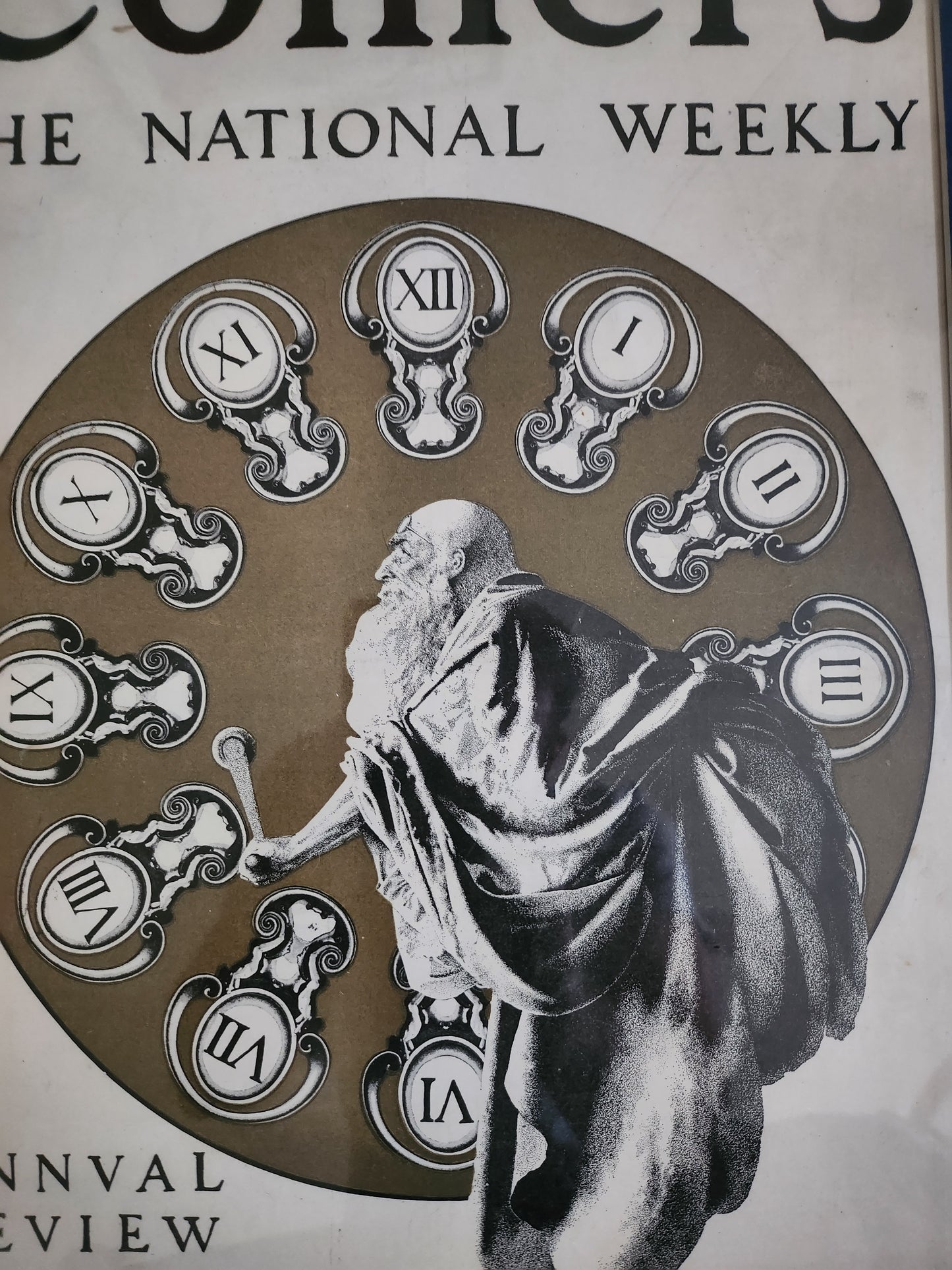 Close-up of Maxfield Parrish's 'Father Time' illustration for 'Collier's Weekly'