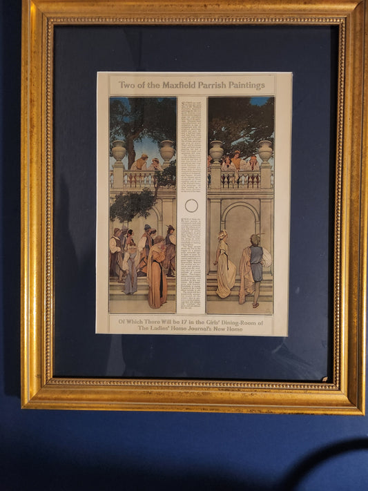 Two illustrations from a 'Florentine Fete' by Maxfield Parrish from the 'Ladies' Home Journal'