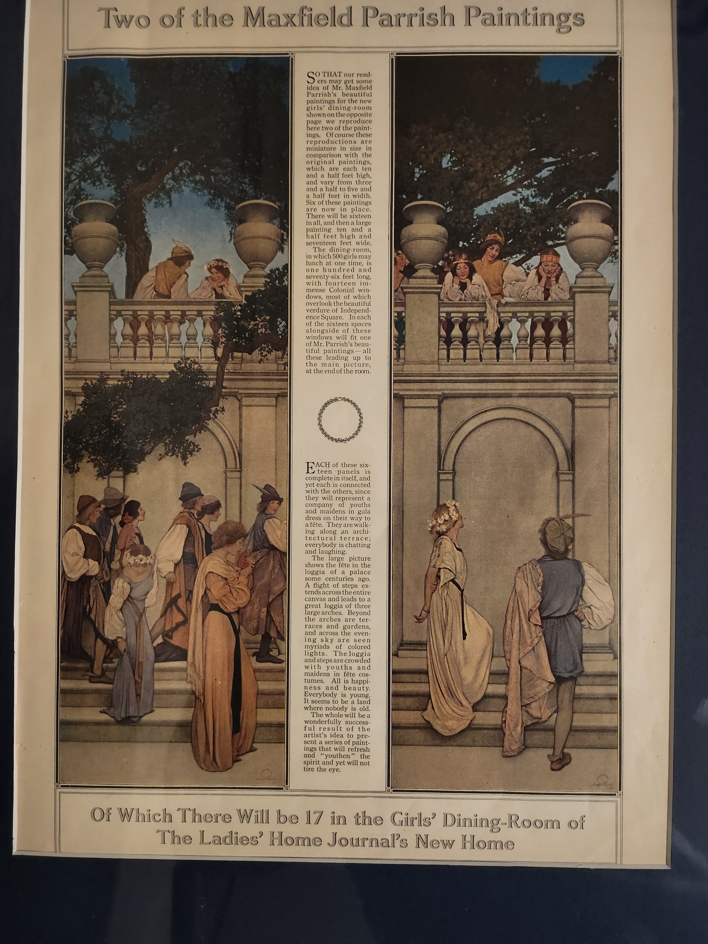 Maxfield Parrish - "A Florentine Fete" - Two Mural Panels from The Ladies' Home Journal, 1912