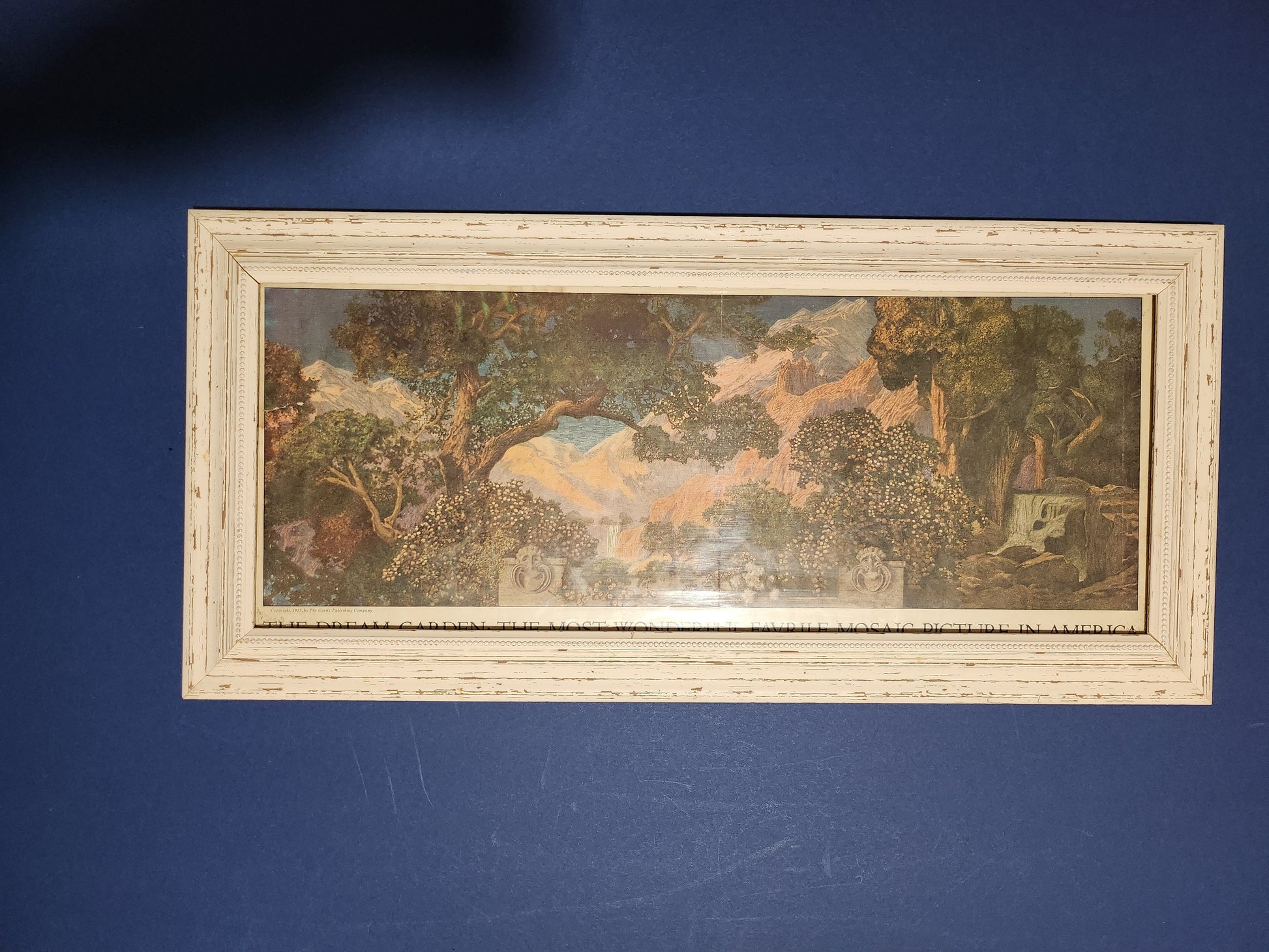 Framed image of 'Dream Garden' pullout by Maxfield Parrish from Ladies' Home Journal