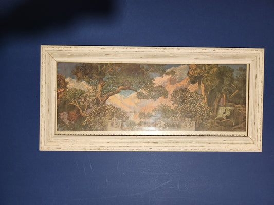 Framed image of 'Dream Garden' pullout by Maxfield Parrish from Ladies' Home Journal