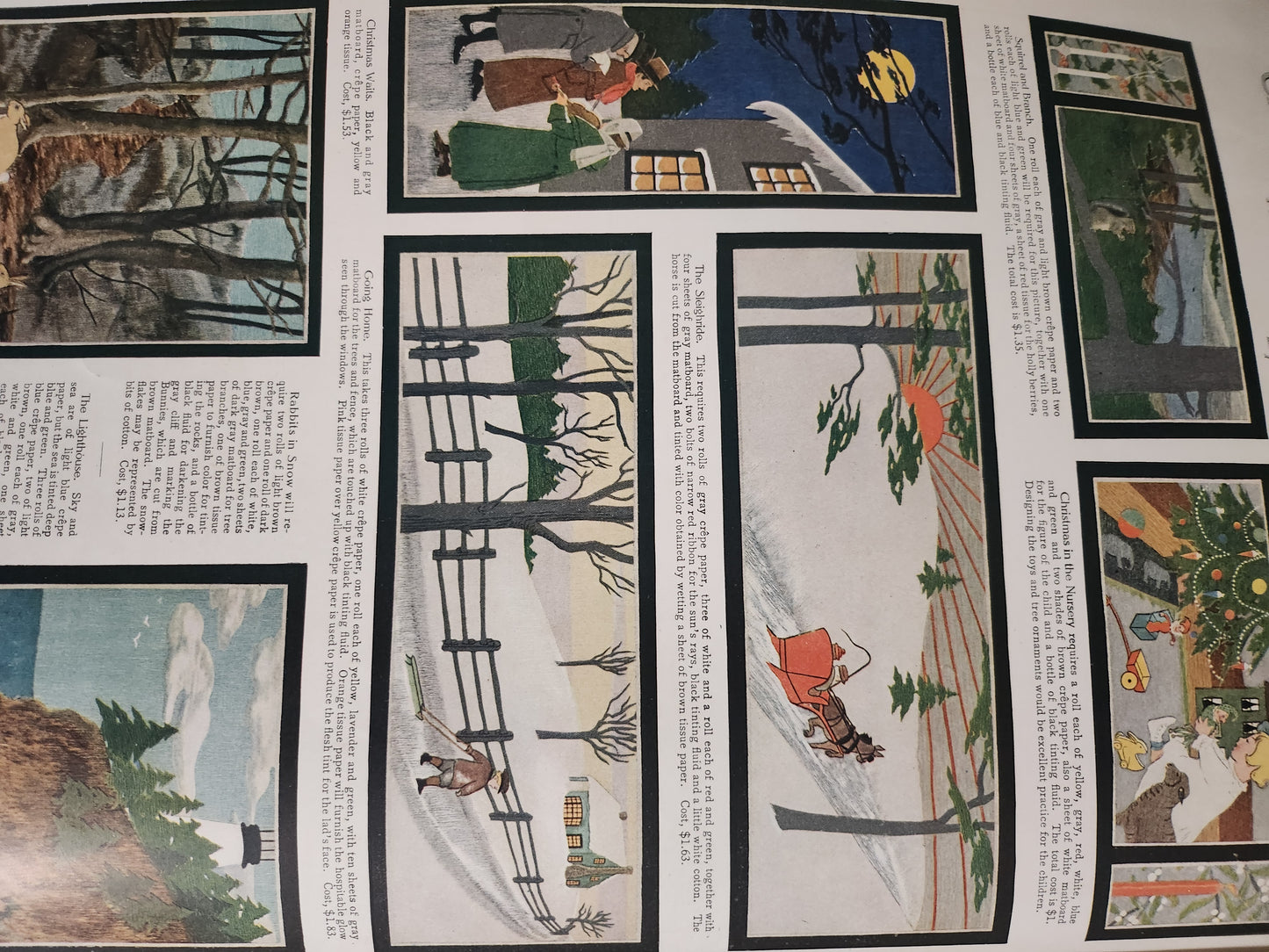 collage of color illustrations depicting Christmas activities from the 1911 Christmas edition of the Ladies' Home Journal