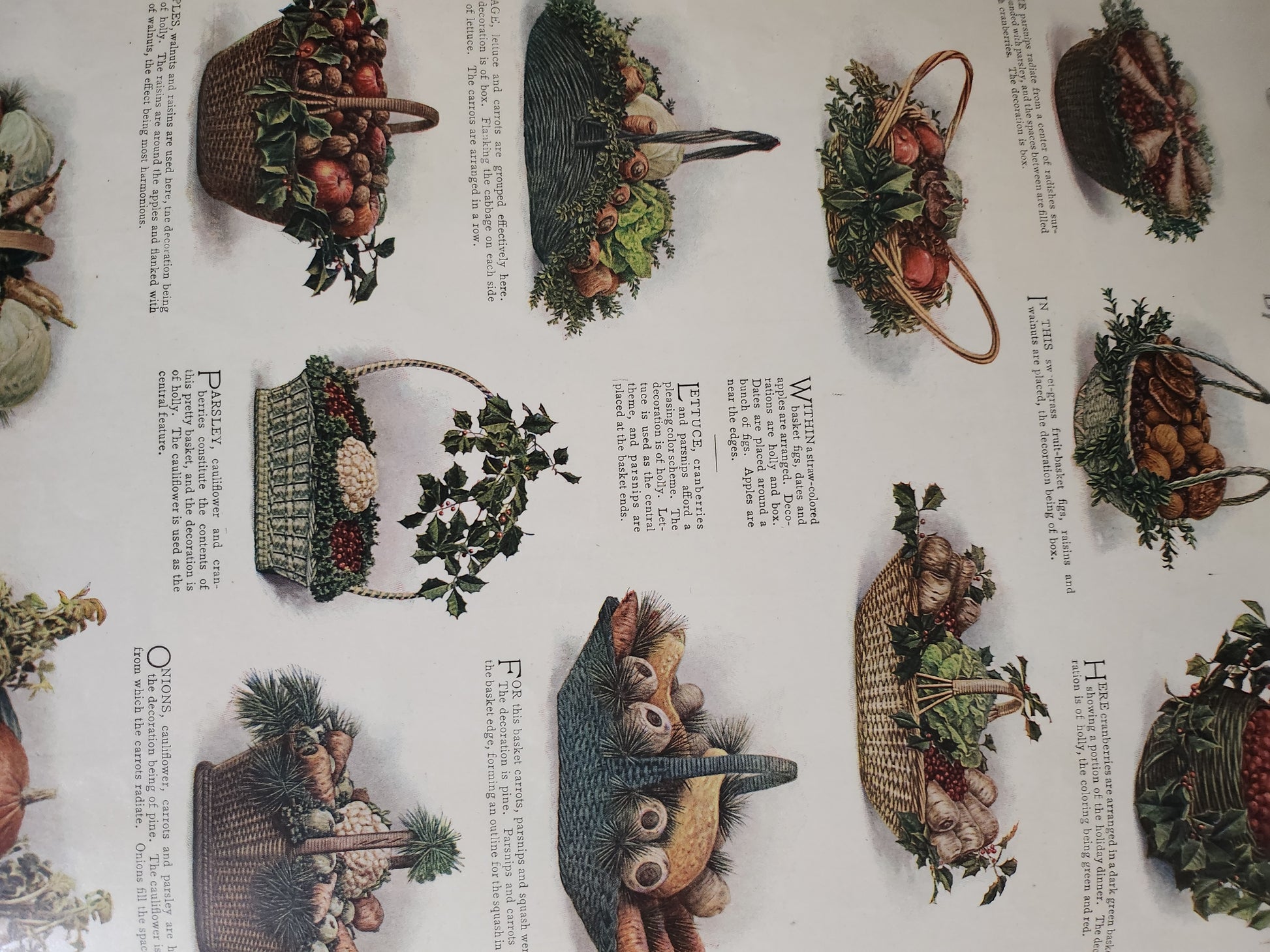 Christmas basket illustrations from the interior of the 1911 Christmas edition of the Ladies' Home Journal
