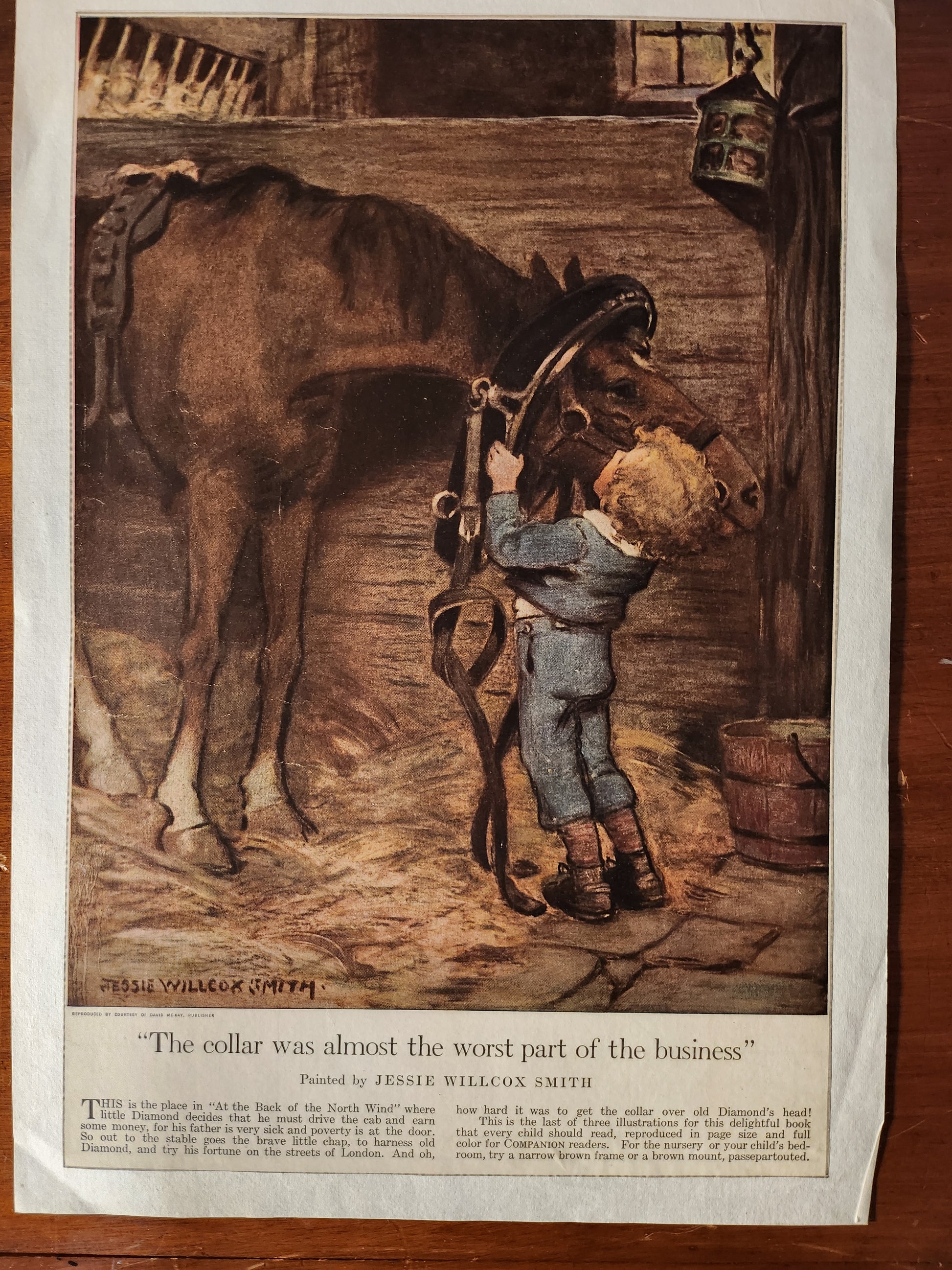 Vintage illustration of a boy with a horse by Jessie Wilcox Smith