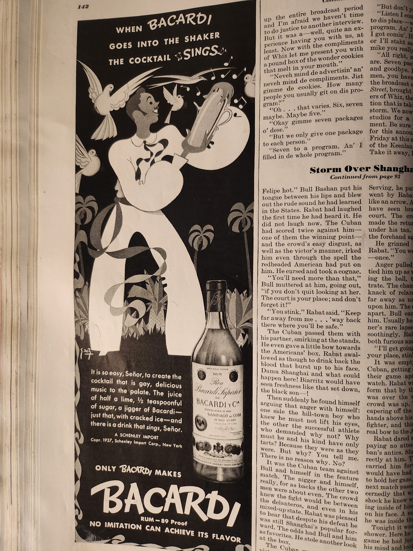 Vintage Bacardi ad from 1937 Esquire magazine