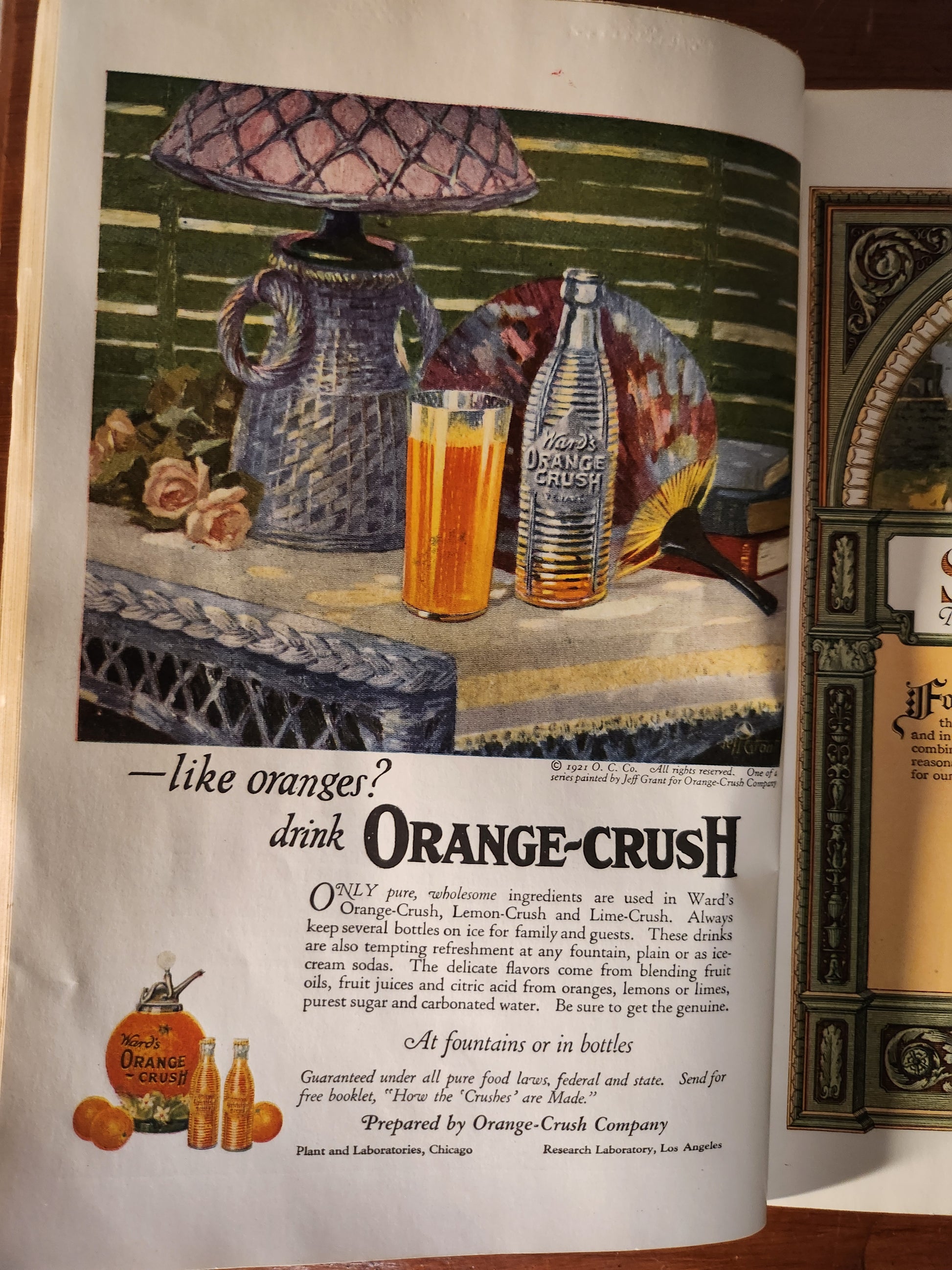 Vintage Orange-Crush advertisement featuring images of soda and text