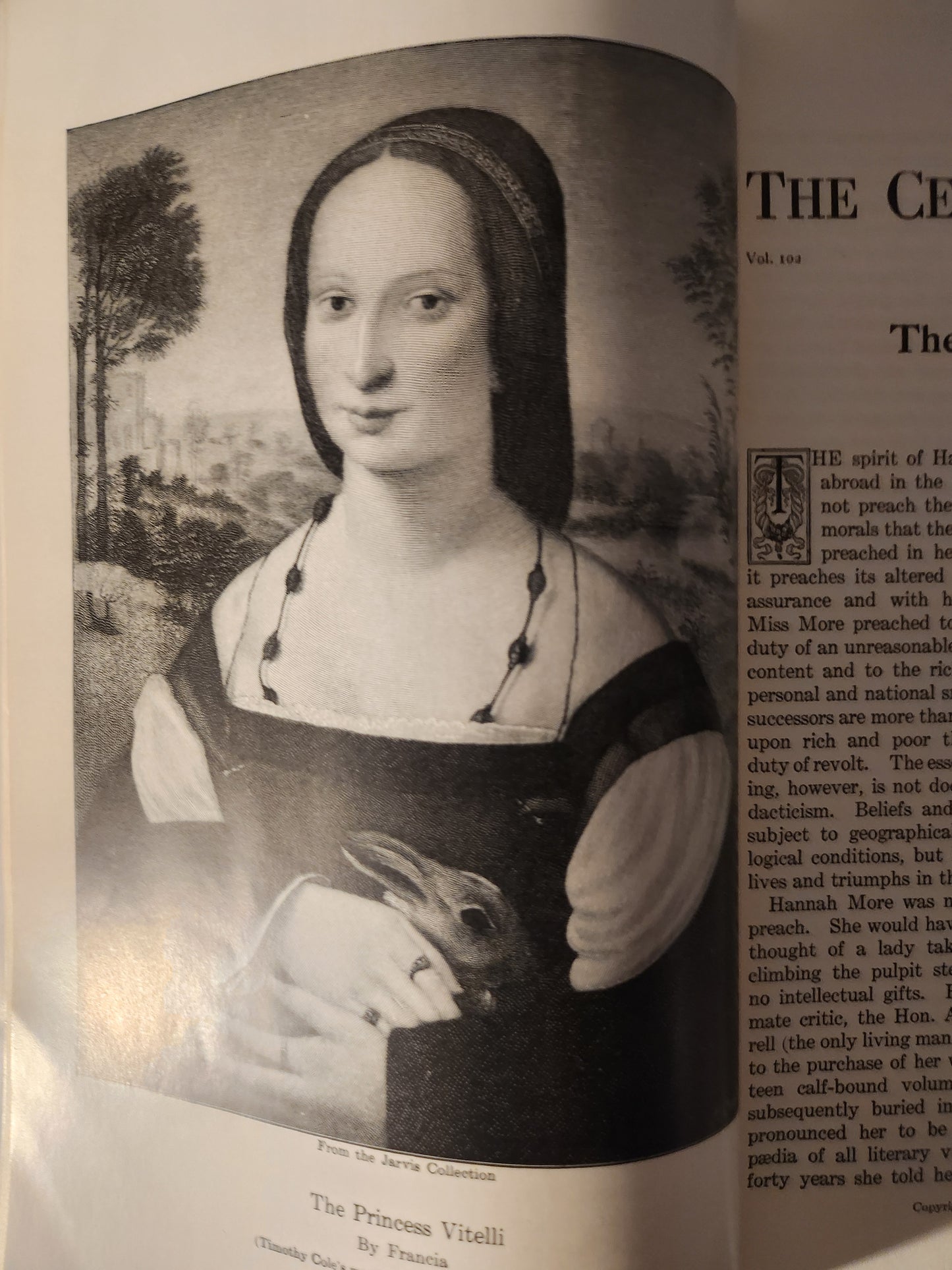 Vintage black and white portrait of 'The Princess Vitelli' from 'Century' magazine