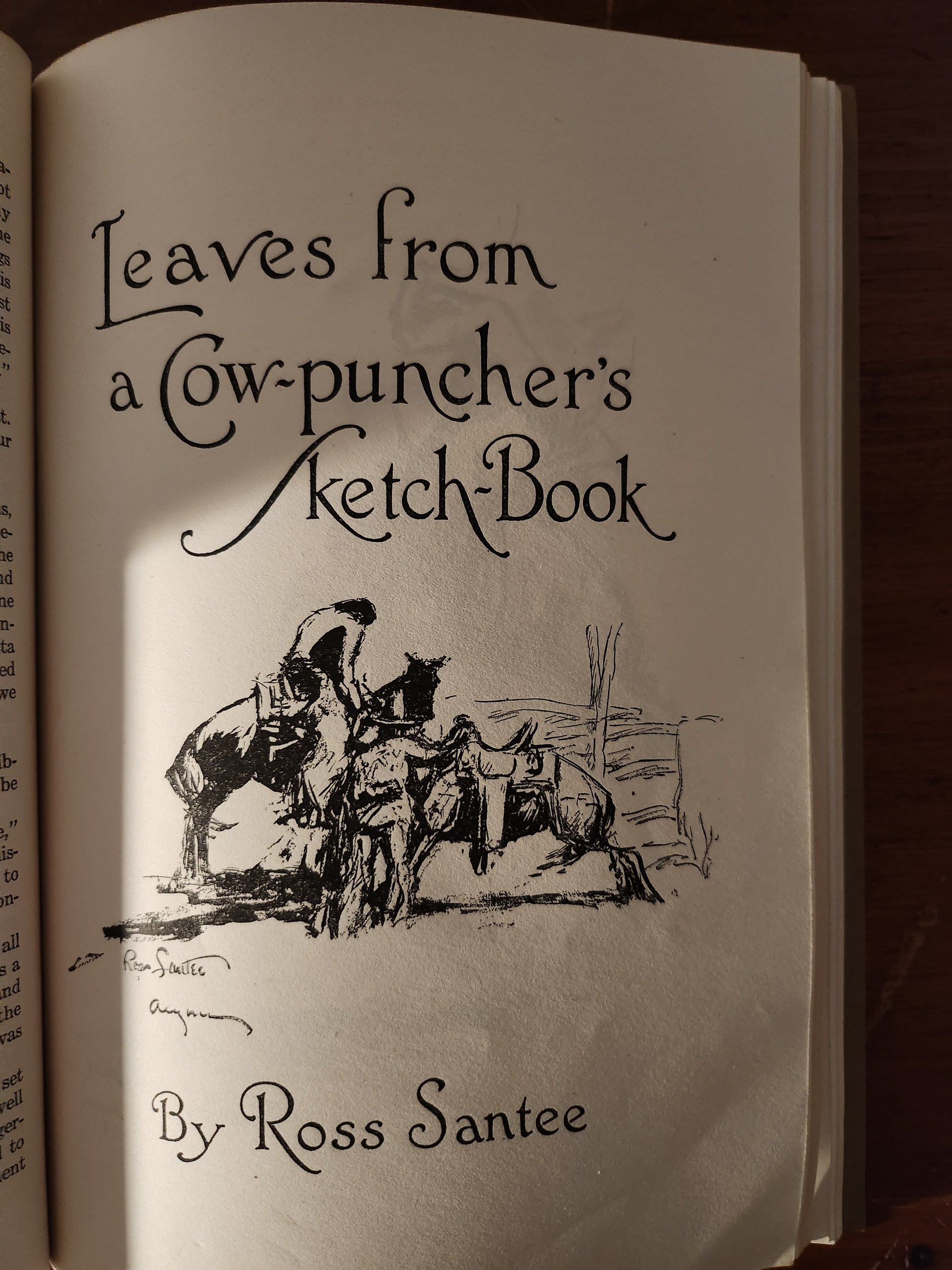 Excerpt from 'Leaves from a Cow-puncher's Sketch Book' by Ross Santee with a cover illustration from 1921 'Century' magazine