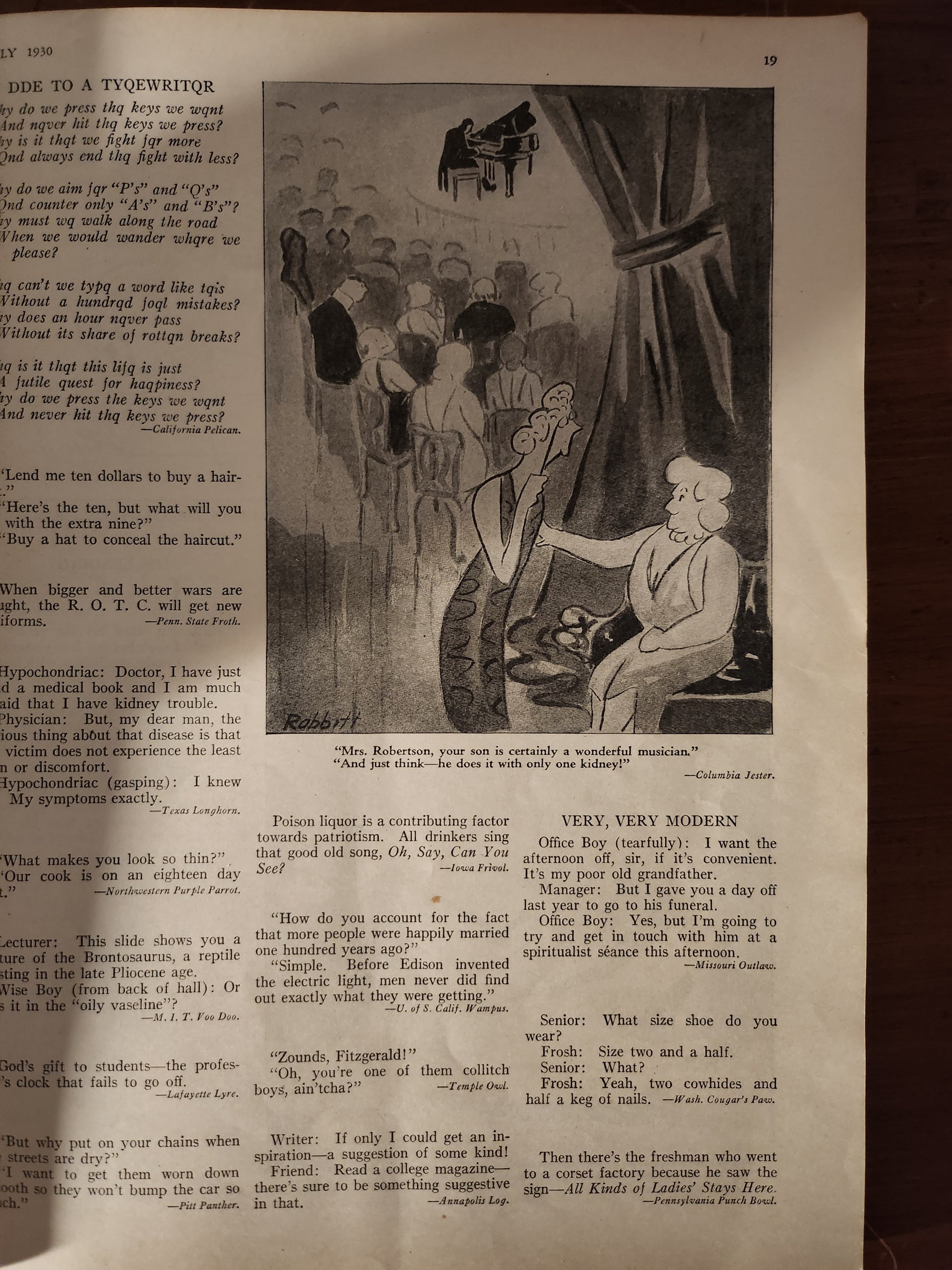 Vintage cartoon from 'College Humor' magazine