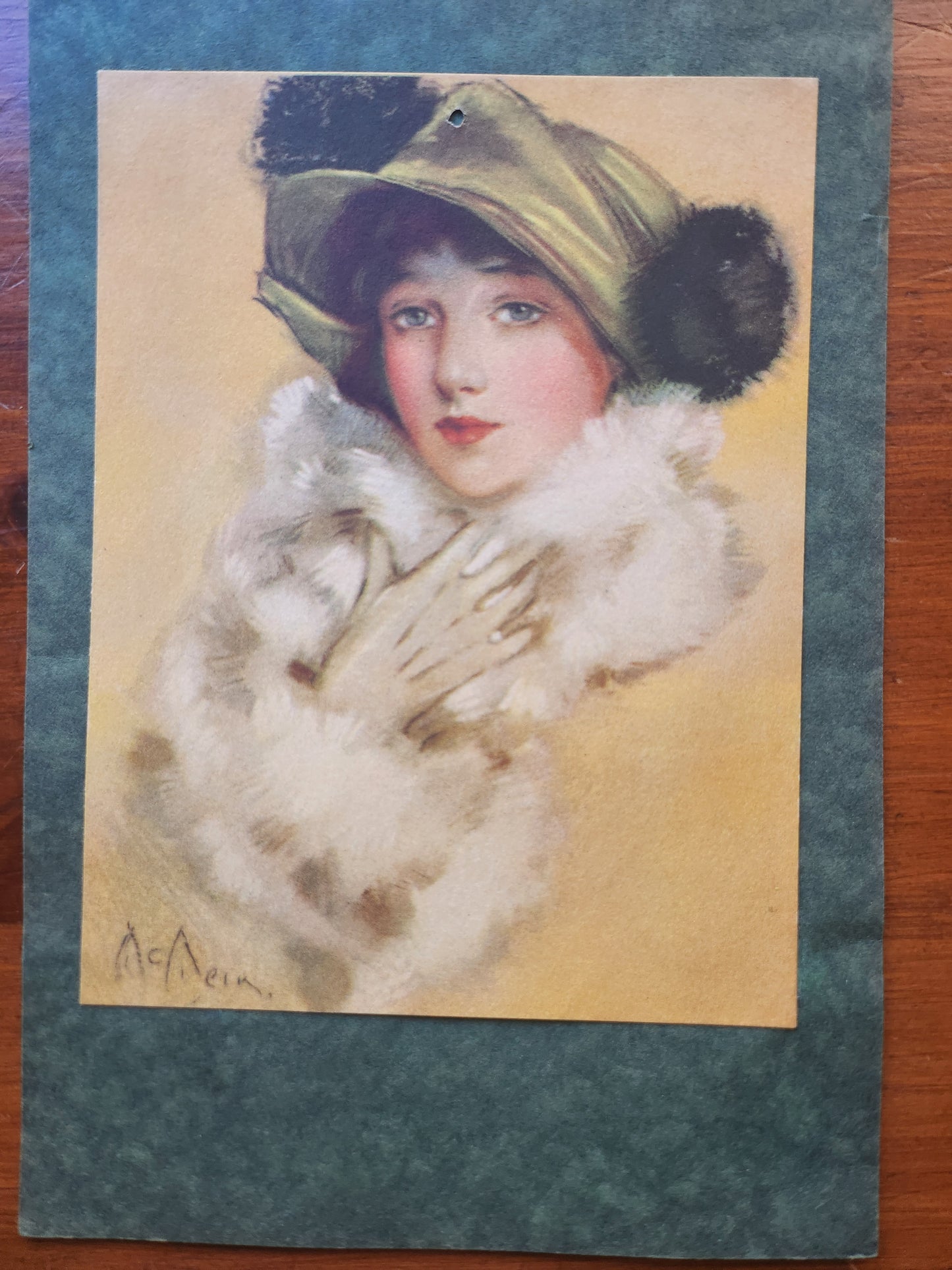 art nouveau portrait by Neysa McMein of a society woman in furs and a hat 