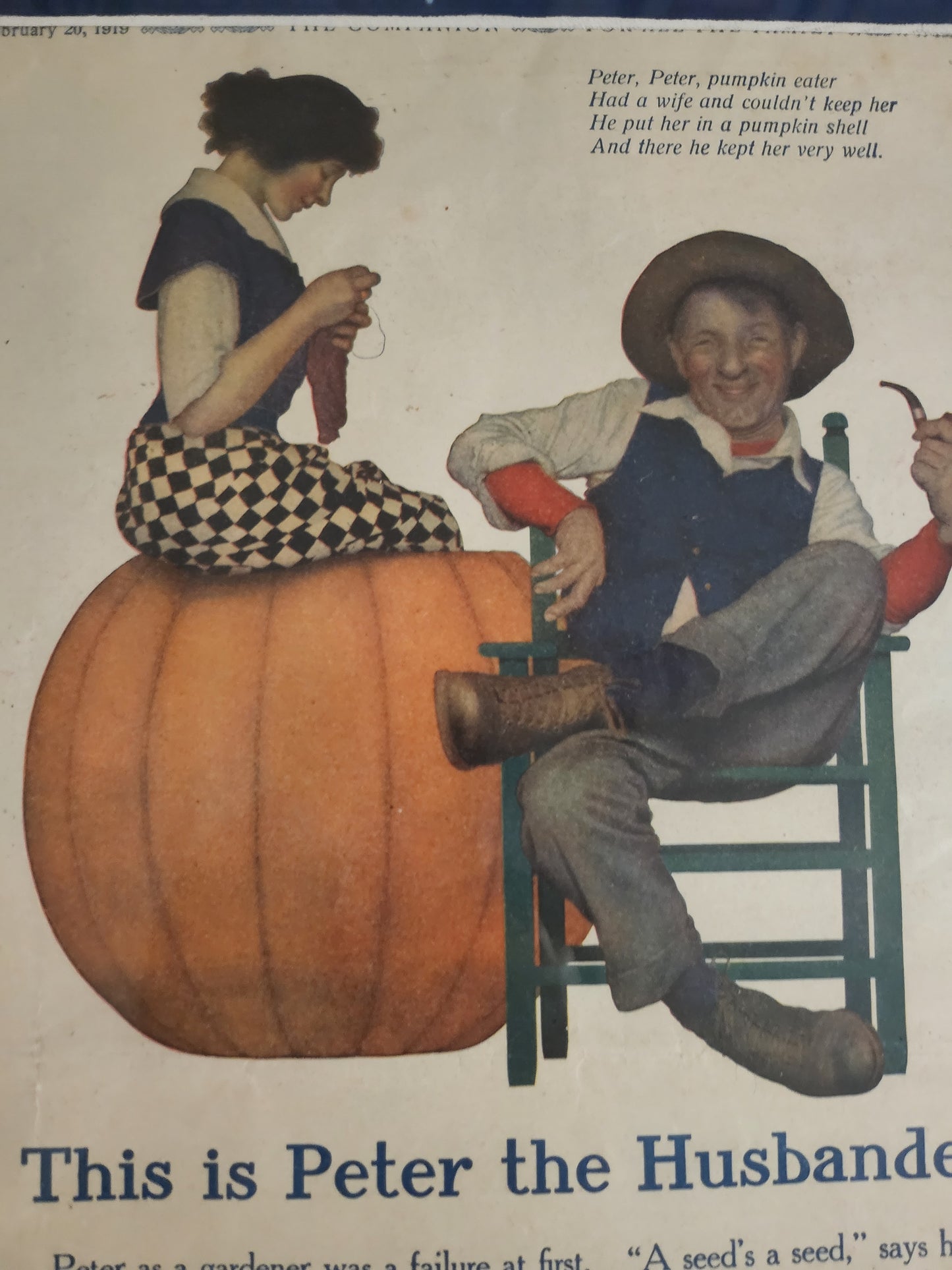 Maxfield Parrish - close-up of 1919 'Peter the Husbander' ad