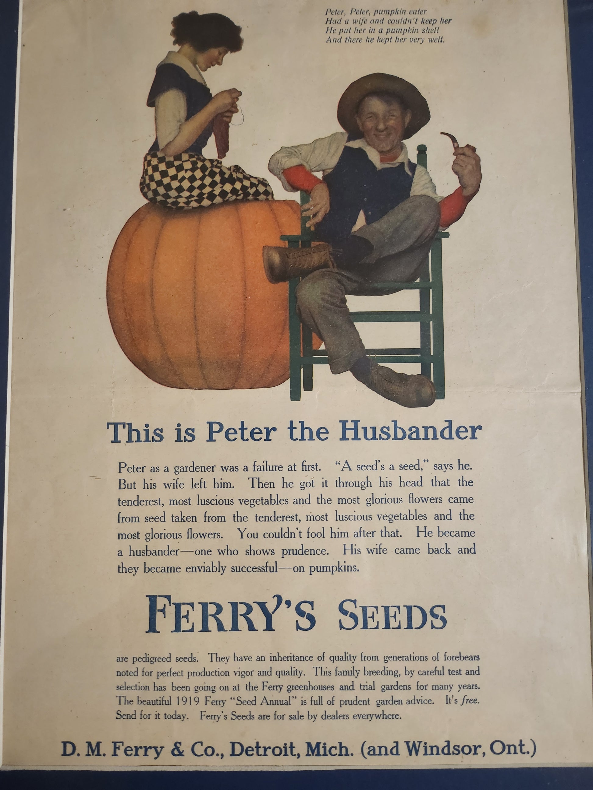 Maxfield Parrish unframed image of 1919 'Peter the Husbander' advertisement for Ferry's Seeds