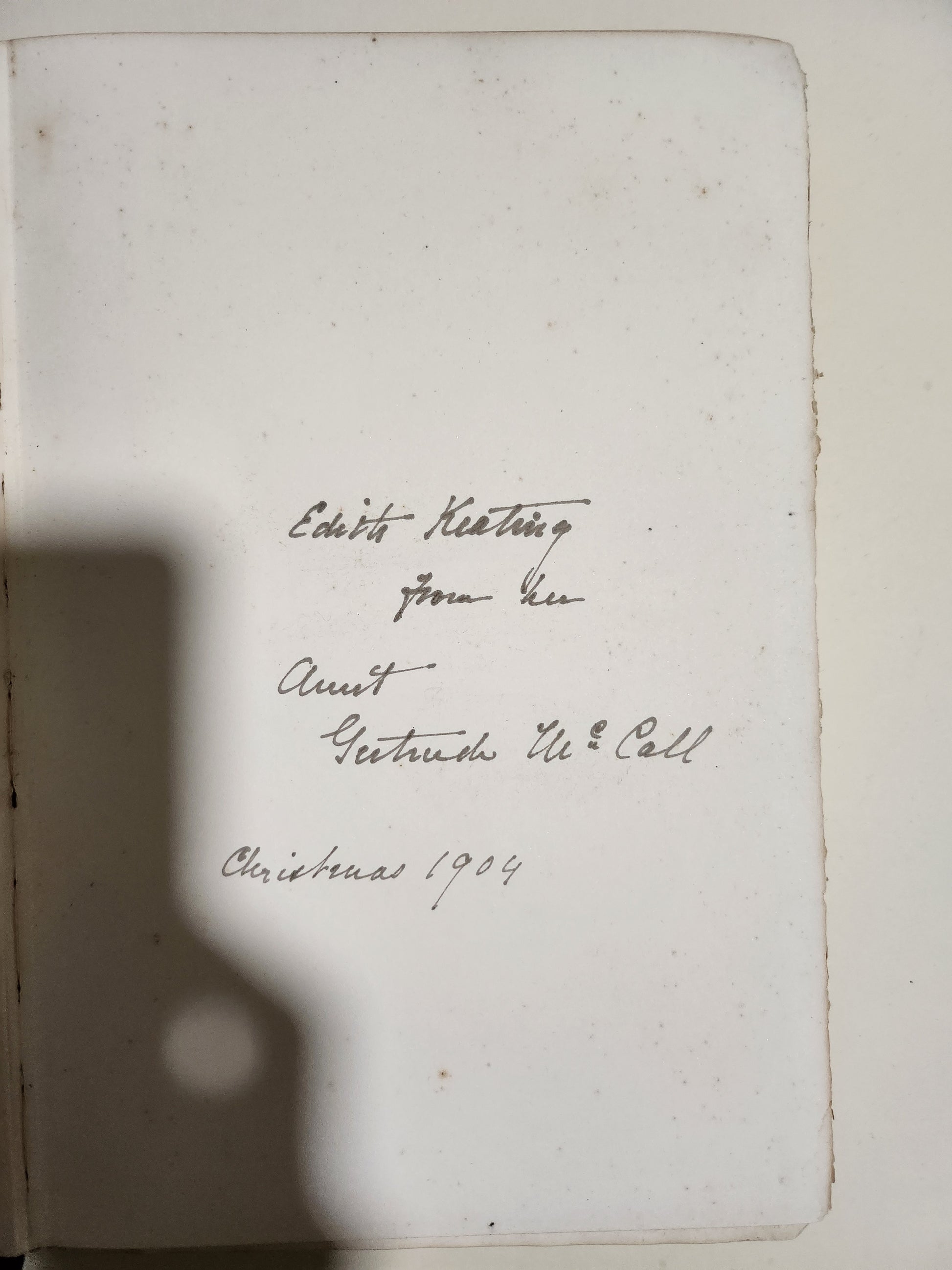 Inscription 'Christmas 1904' from 'Italian Villas and their Gardens'