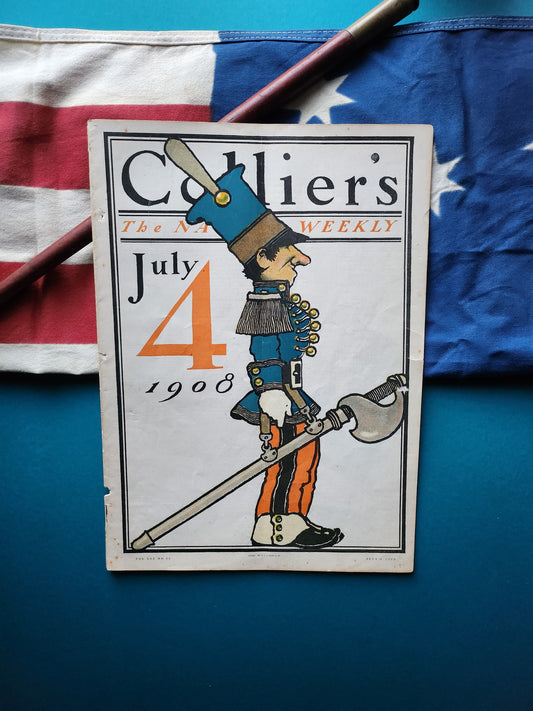 Original Maxfield Parrish cover illustration for July 4, 1908 Collier's Weekly magazine