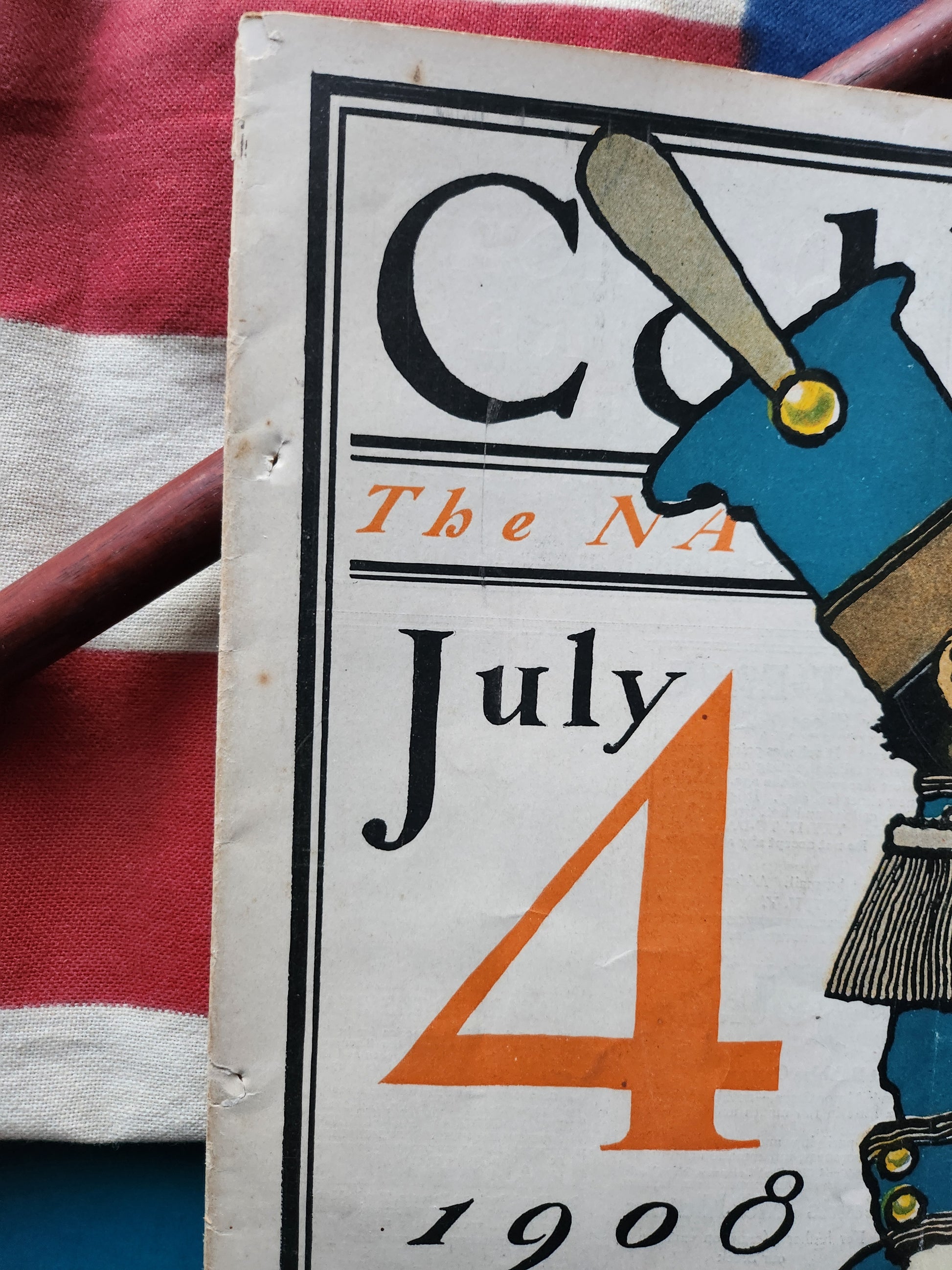Detail showing binding wear of July 4, 1908 Collier's Weekly